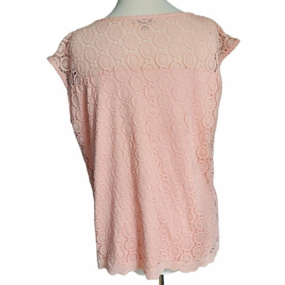 Roz & Ali Sleeveless Peach Lace Overlay Top Size 2X - Picture 3 of 7